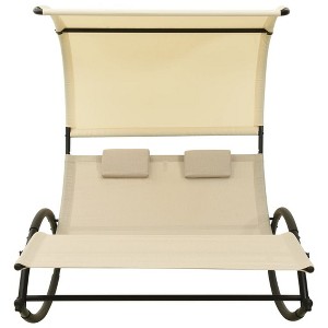 vidaXL Double Sunlounger Patio Lounge Chair with Canopy Outdoor Rocking Sunbed - Cream - 1 of 4
