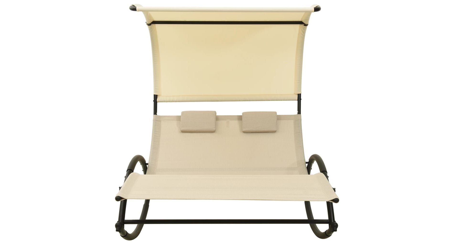 vidaXL Double Sunlounger Patio Lounge Chair with Canopy Outdoor Rocking Sunbed - Cream