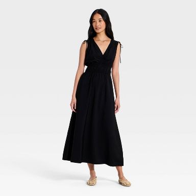 Women's V-Neck Midi Dress - A New Day™ Black XS
