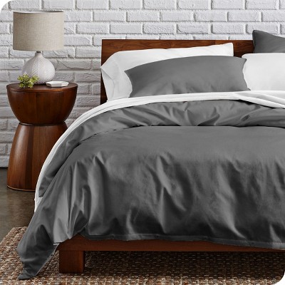 Twin/Twin XL Gray Organic Cotton Percale Duvet Cover Set