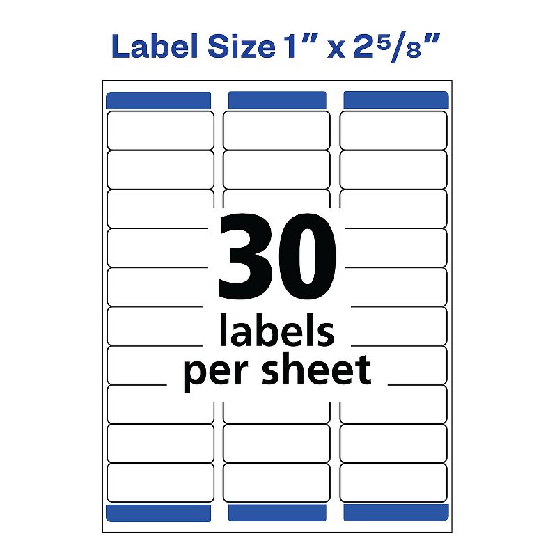 Avery Easy Peel Laser Address Labels 1" x 2 5/8" White 30 Labels/Sheet 209882, 4 of 10