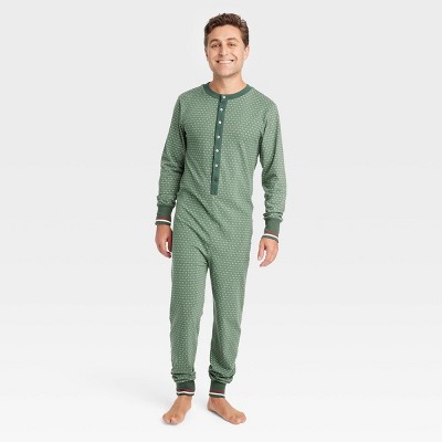 Men's Allover Fleck Long Sleeve Union Suit - Hearth & Hand™ with Magnolia Green