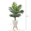 Nearly Natural 4.5-ft Kentia Artificial Palm Tree in White Planter with Legs - 2 of 2