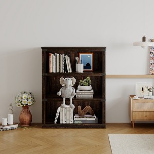 5 Tier Book Shelf, Farmhouse Book Case with Shelf Storage, Wooden Bookshelves for Living Room, Home Office - 1 of 4