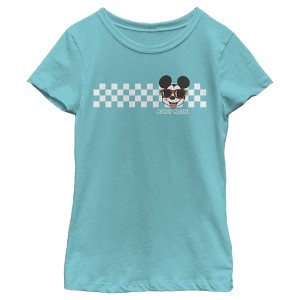 Girl's Disney Mickey Mouse Checkers T-Shirt - 1 of 4
