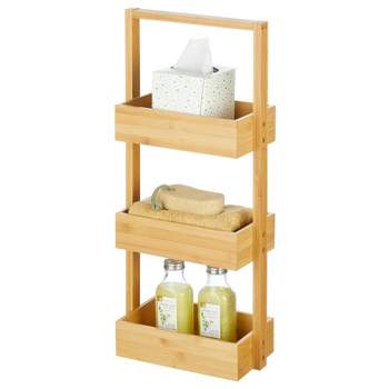 mDesign Free-Stand Wood Bamboo Tiered Storage Rack Shelf for Bathroom