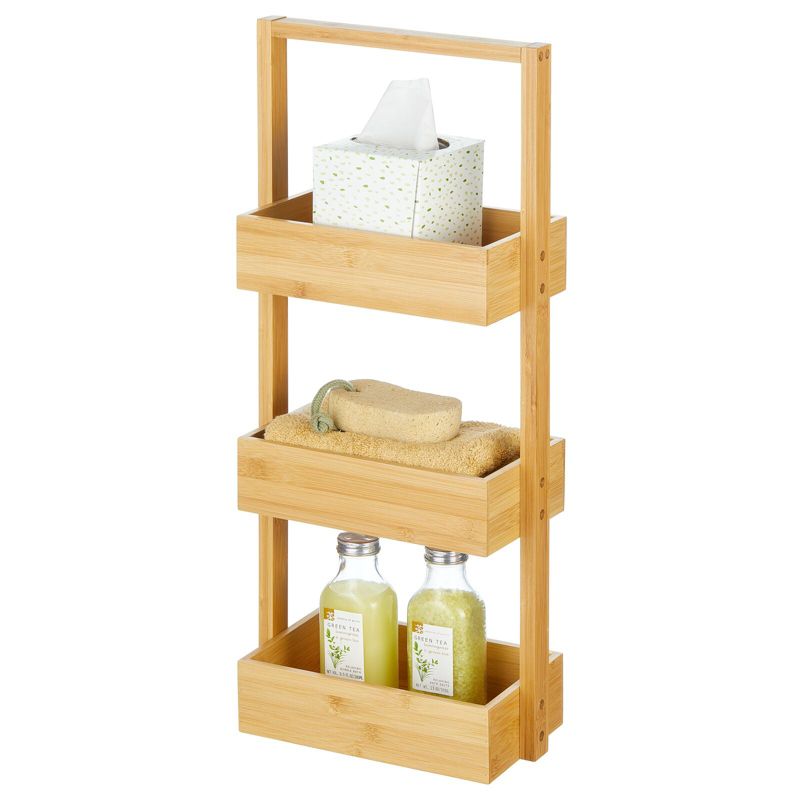 mDesign Free-Stand Wood Bamboo Tiered Storage Rack Shelf for Bathroom, 1 of 6