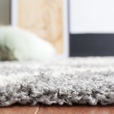 Grey and Ivory High Pile Shag Area Rug, 10' x 14'