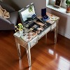 Silver Mirrored Makeup Vanity Desk with Crushed Diamond Inlay, Flip-Top Mirror, Glass Console Dressing Table for Bedroom or Entryway - 2 of 4