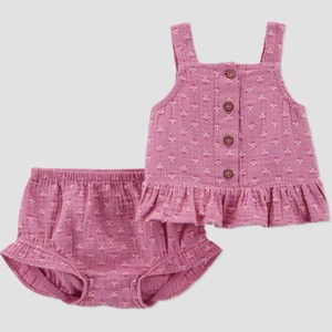 Carter's Just One You® Baby Girls' Geo 2pc Top & Bottom Set - Purple - 1 of 3