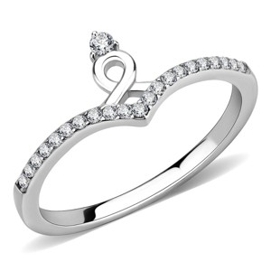 Slickblue Women's Polished Stainless Steel Ring with Clear CZ - Elegant and Timeless Jewelry, Size 5-10 - 1 of 4