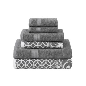 Modern Threads Trefoil Filigree Reversible Yarn Dyed Jacquard 6-pc Towel Set - 1 of 4