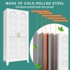Fontoi Decorative Storage Cabinets, 2 Shapely Doors Cabinet with Vertical Holes,Freestanding Cabinet, White, 31.5"*17.72"*70.87" - 4 of 4