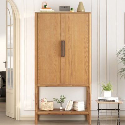 VYNXARIA Sophisticated Oak Veneer Cabinet with multiple storage functions,Suitable for Study,Entryway, Hallway, Living Room, Foyer,Natural