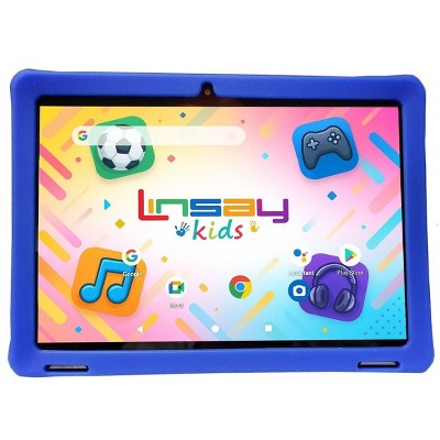LINSAY 10.1"Octa Core  256GB Storage Android 15 Tablet with Blue Kids Defender Case