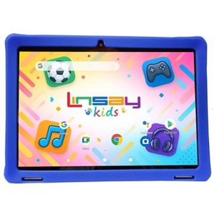 LINSAY 10.1"Octa Core  256GB Storage Android 15 Tablet with Blue Kids Defender Case - 1 of 4