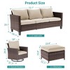 Sonkuki 5-Piece Patio Conversation Set with Swivel Rocking Chair, Navy Blue Cushion - 3 of 4