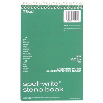 Mead Steno Book Gregg Ruled 6"x9" 80Sh Green Paper 43080