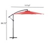 VisioGear Patio Umbrellas, Cantilever Umbrella with 8 Ribs, Outdoor Sun Shade with Wind Vent for Lawn Garden Pool, Red, 117.6"*84.72"*117.6" - 2 of 4