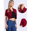 Allegra K Women's Turndown Collar Short Sleeves Crop Casual Jean Jacket - 2 of 4