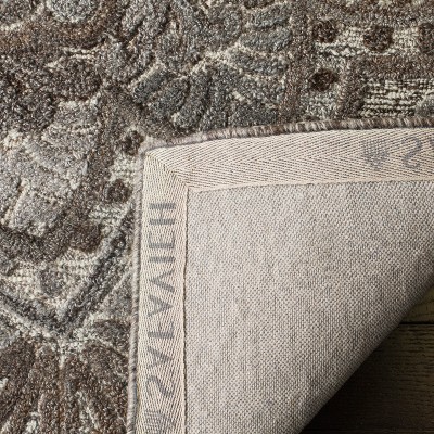 Ivory and Grey Floral Hand-Tufted Wool Square Rug