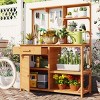 Outdoor Potting Bench, Garden Workstation for Planting, Potting Bench with Shelves and Adjustable Storage, Wood Potting Bench-Coolbibila - 2 of 4
