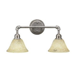 Toltec Lighting Vintage 2 - Light Vanity in  Aged Silver with 7" Italian Marble Shade - 1 of 1
