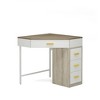 Resenkos Computer Desk, Office Desk, Study Desk,Corner Desk, Triangle Computer Desk Makeup Vanity Desk with 3 Drawers,Gray & White - 4 of 4