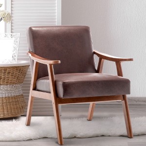 GDFStudio Torin Mid-Century Modern Rubberwood Upholstered Chair - 1 of 4