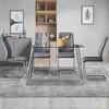 Modern home kitchen dining chair chrome round metal frame with gold legs and faux leather upholstery - 3 of 4