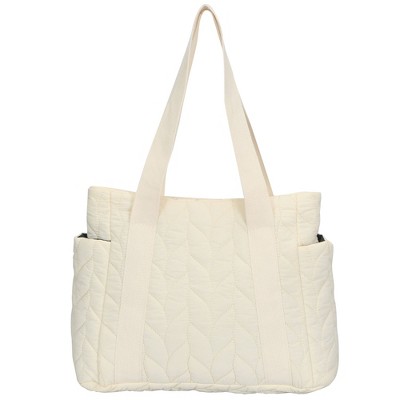 Hynes Eagle Travel Quilted Tote Bag-Beige