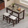 3-Piece Modern Faux Marble Versatile Bar Table Set with Storage Drawers and Padded Stools, Ideal for Space-Saving Dining Nooks or Small Kitchens - 2 of 4