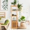 Artloge Tall Bamboo Freestanding Storage Cabinet Bathroom Storage Organizer Toilet Corner Rack with 4 Shelve & 3 Hooks - 3 of 4