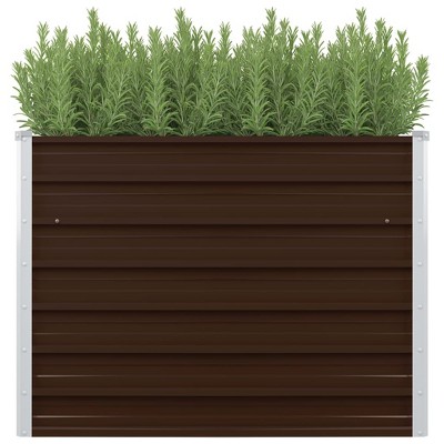 vidaXL Raised Garden Bed Brown Galvanized steel Medium Raised Garden Bed