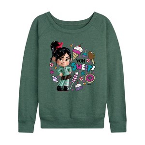 Women's - Disney - Von Sweet & Candy Lightweight French Terry Wide Neck Long Sleeve Shirt - 1 of 4