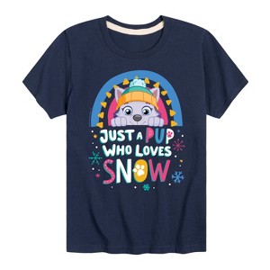 Boys' - Paw Patrol - Just A Pup Who Loves Snow Short Sleeve Graphic T-Shirt - 1 of 4