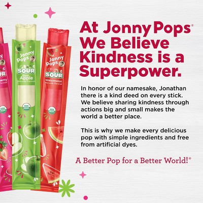 JonnyPops Organic Freezer Pops Sours Strawberry, Green Apple, Watermelon - 28 fl oz/20ct