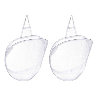 Unique Bargains Home Folding Hanging Mesh Laundry Baskets 2 Pcs
