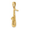 Black Bow Jewelry 14k Yellow Gold 3D Tenor Saxophone Pendant - 4 of 4