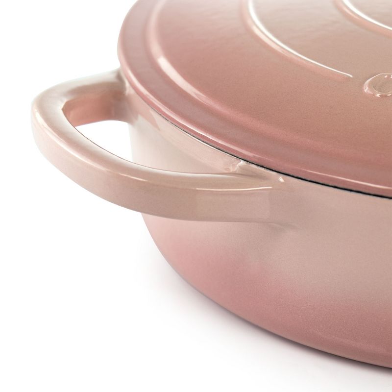 Crock Pot Artisan 5 Quart Round Enameled Cast Iron Braiser Pan with Self Basting Lid in Blush Pink, 5 of 7