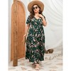 BLUEMING Summer Maxi Dress for Plus Size Women Tie Wasit Surplice Dress Flutter Sleeve A-Line Dress - 3 of 4
