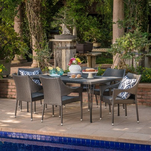 7 piece outdoor wicker dining online set