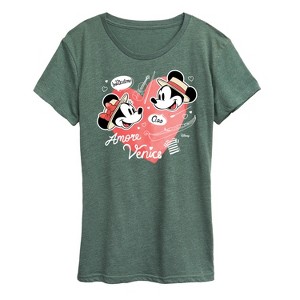 Women's - Disney - Minnie and Mickey Mouse in Venice France Short Sleeve Graphic T-Shirt - 1 of 4