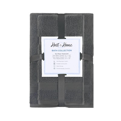 Dark Gray Cotton Hand and Washcloth Set for Kids