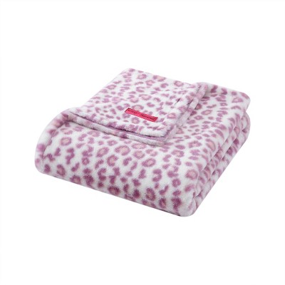 50"x60" Betseys Leopard Reversible Throw Blanket Purple - Betseyville: Soft Faux Fur, Machine Washable