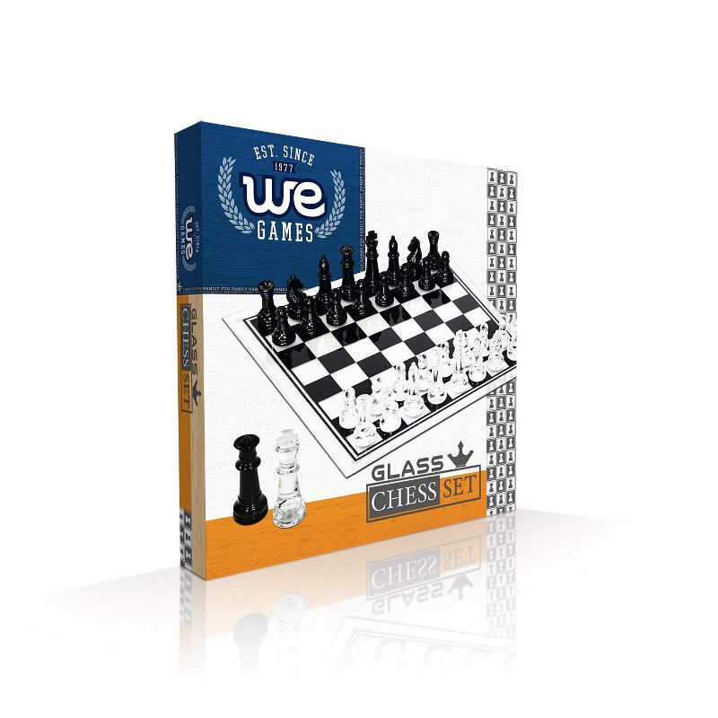 WE Games Black and Clear Glass Chess Set, 13.75 in. Board, 3 in. King, 5 of 6