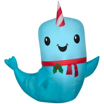 Gemmy Christmas Airblown Inflatable Narwhal, 3.5 ft Tall, Multi