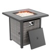 Sonkuki 28 Inch 50,000 BTU Outdoor Wicker Patio Gas Fire Pit Table w/Tempered Glass Tabletop, Clear Glass Rocks, and Lid - 2 of 4