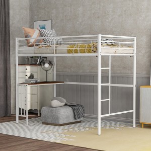 ALEXOUN Loft Bed with Desk,Metal Frame & Guardrails Space-Saving Furniture for Dorm Rooms for Bedroom,Apartment, - 1 of 4