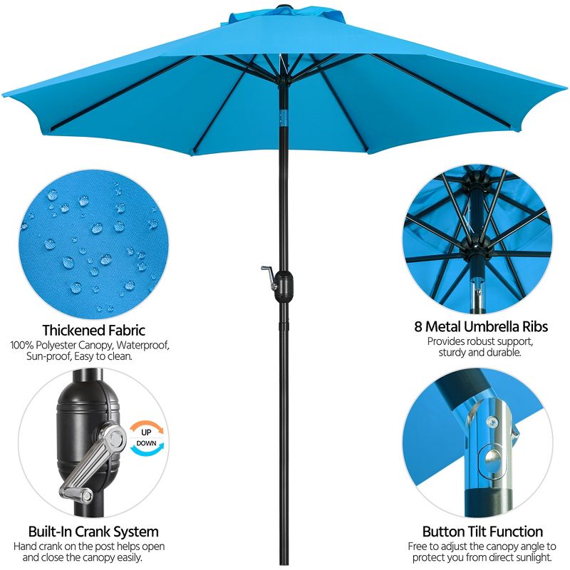 Yaheetech 9FT Outdoor Patio Umbrella with Crank and Push Button to Tilt, 4 of 11